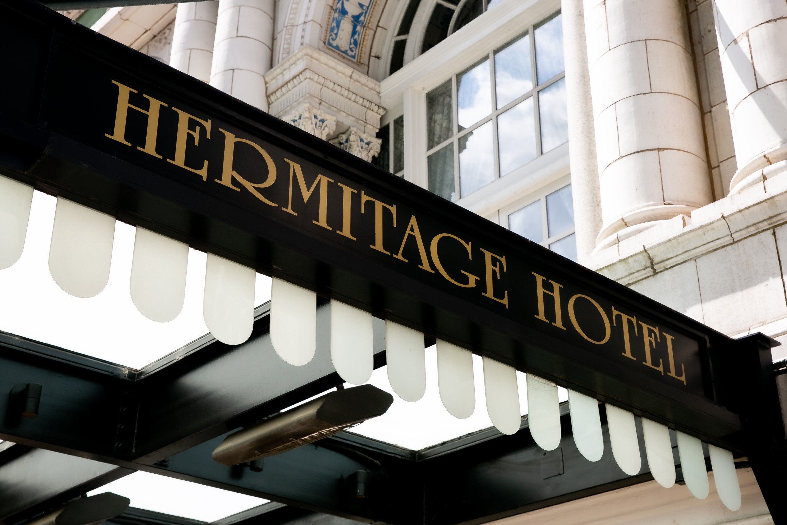 Hermitage Hotel front entrance sign