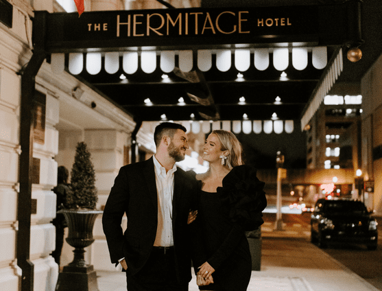 couple walking down street