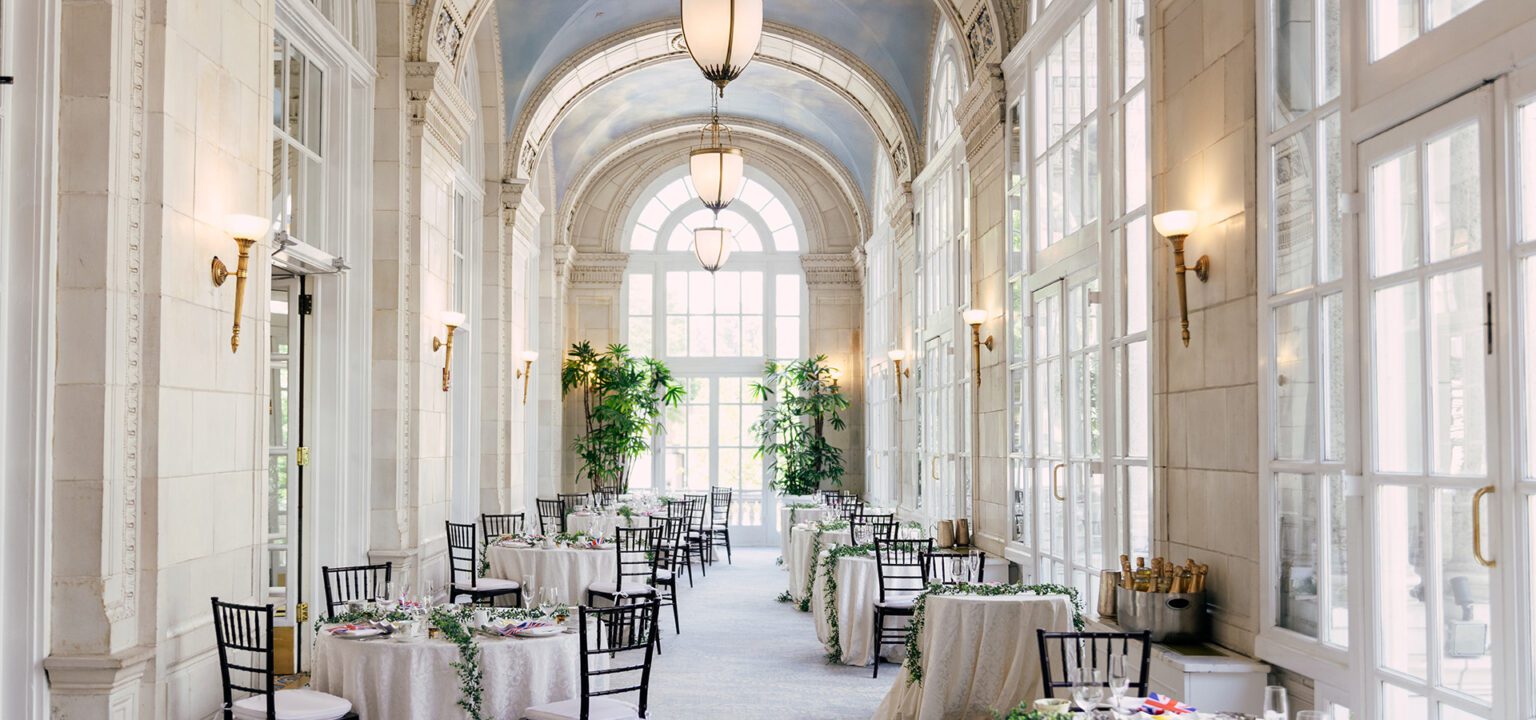 The Veranda event venue set up for Tea time at our boutique hotel in Nashville, TN.